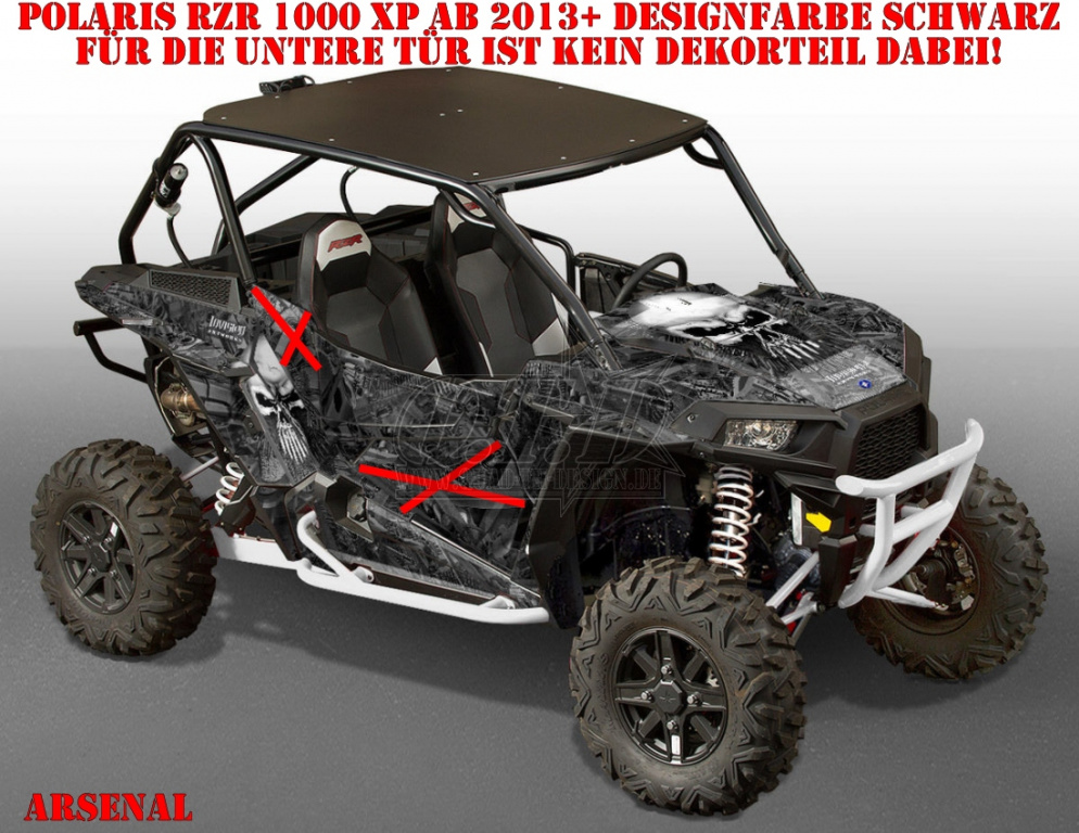 Arsenal Schwarz für Polaris RZR 1000 XP/Turbo 2 Türer 2013-2018